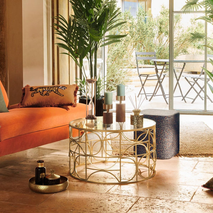 Couchtisch Suite - Platte aus gehärtetem Glas - golden D. 71 cm - Golden - Atmosphera créateur d&