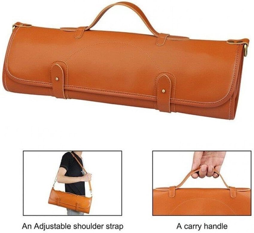 Kochmesser-Rolltasche Multifunktions-Werkzeug-Rolltasche Leder-Messer-Tragetasche mit 10 Taschen für