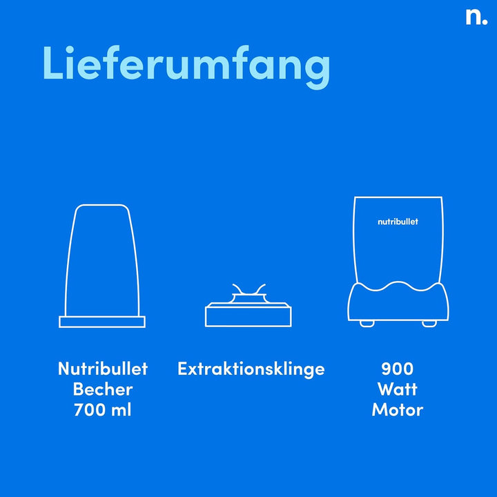 nutribullet Pro, 900 Watt Leistung, Einfach und schnell in der Anwendung, Kompakt, Leicht zu reinige