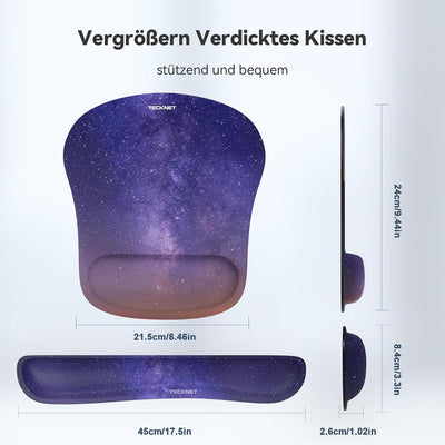 TECKNET Mauspad mit Handauflage, Gelkissen Mousepad und Ergonomische Memory Foam Tastatur Handgelenk