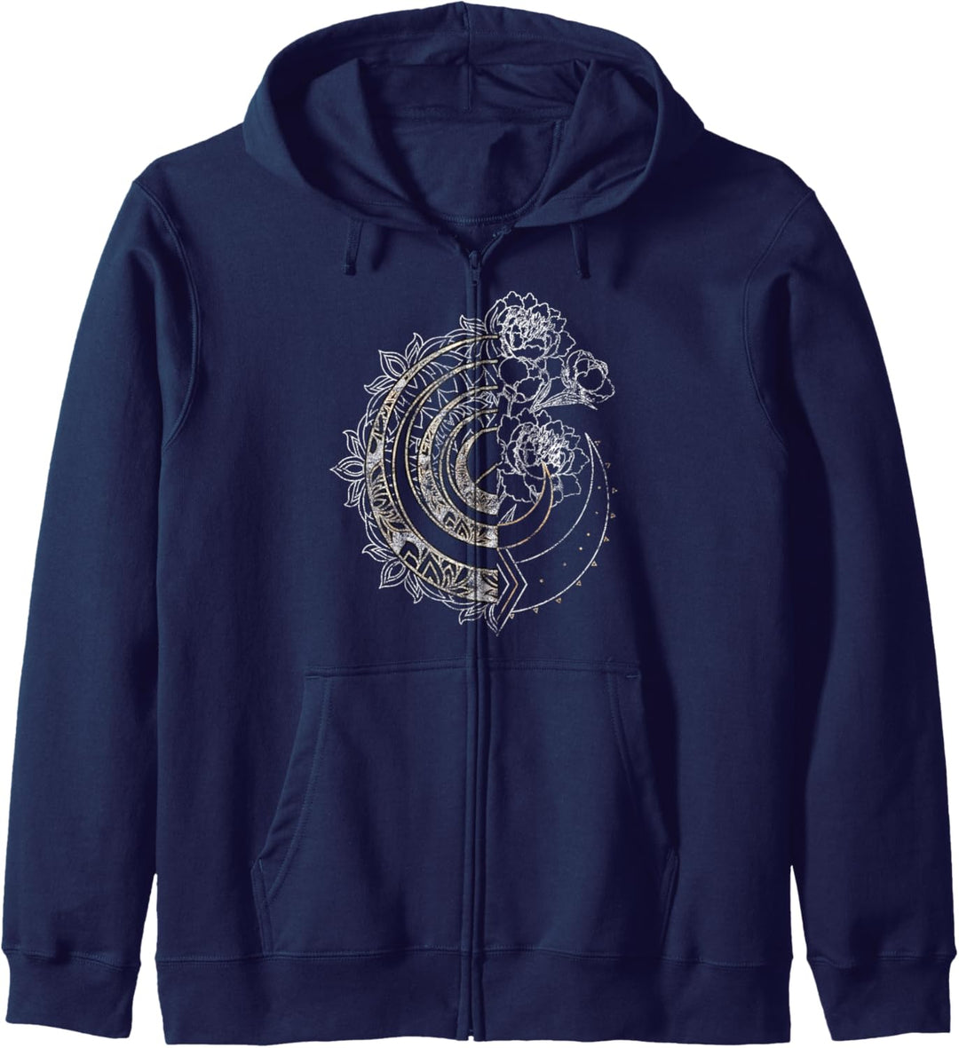 Celestial Floral Crescent Moon Gold Foil Texture Kapuzenjacke