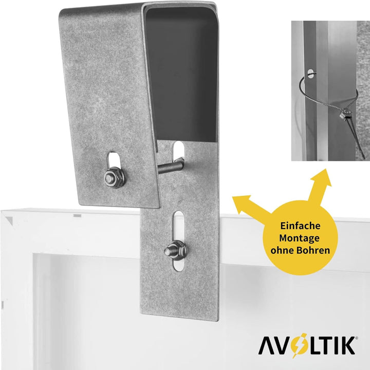 Avoltik Balkonkraftwerk Halterung eckige Haken 2 Stück I robuste Balkonkraftwerk Befestigung aus ros