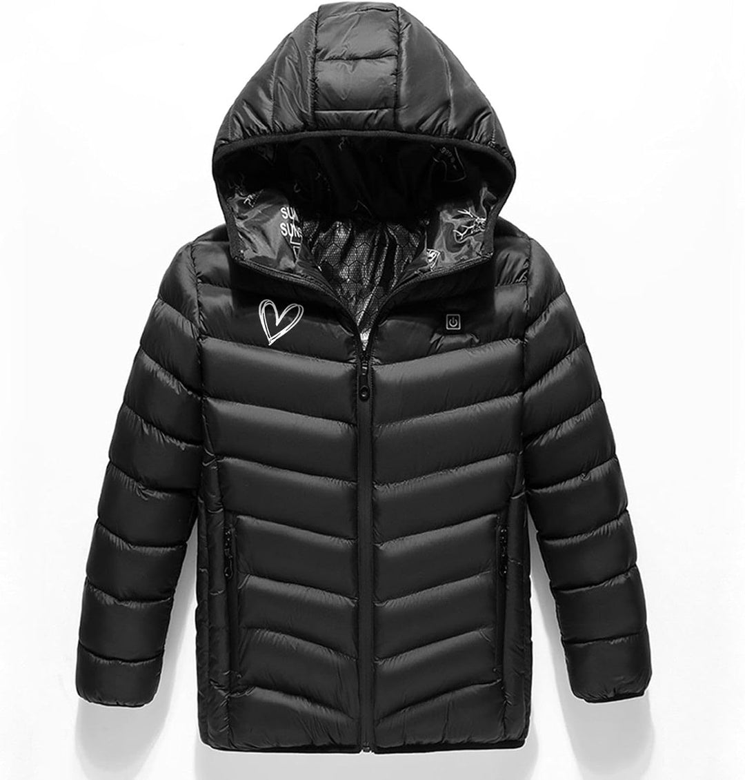 Elektrische Heizjacke Kinder Beheizbare Jacke USB Wärmejacke mit 3 Heizstufen, Beheizbare Kapuzenjac