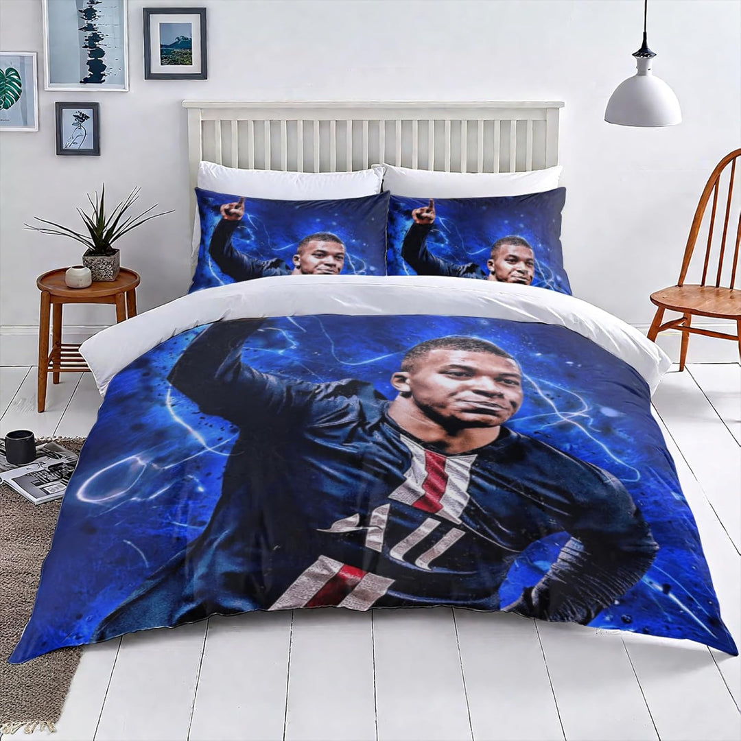 Fussball Star Bettwäsche 135x200 2-Teilig Mit Reissverschluss Microfaser Bettbezug Mit 80x80cm Kisse