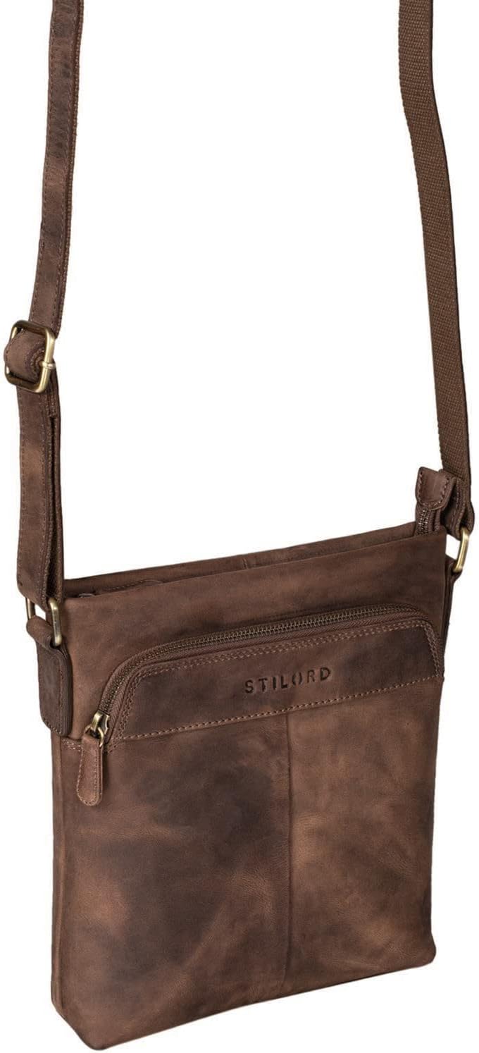 STILORD 'Elea' Umhängetasche Damen Leder Vintage Schultertasche Freizeit Handtasche für 10,1 Zoll iP