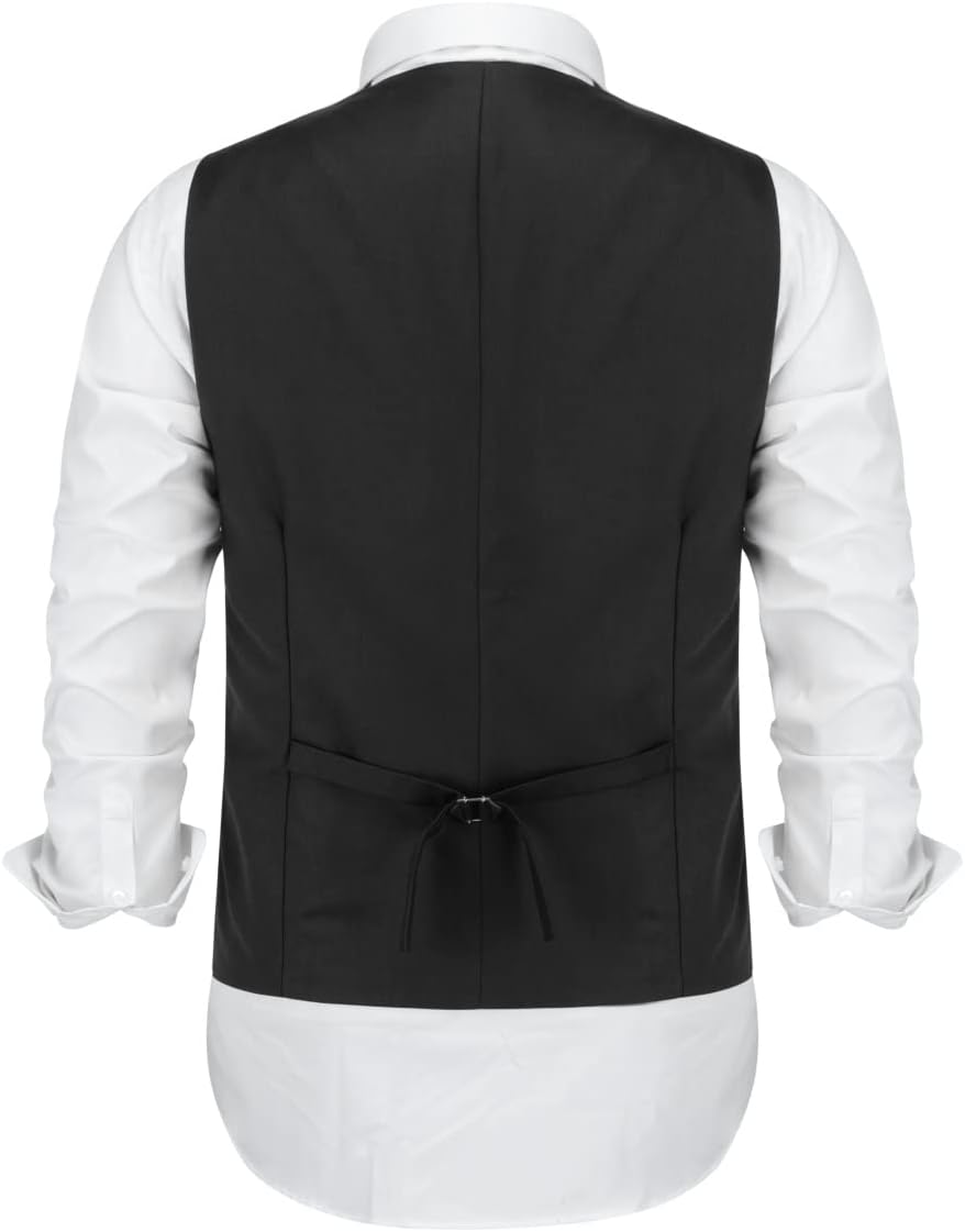 Allthemen Herren Anzugweste mit Schichten V-Ausschnitt Western Weste Slim Fit Layered Herrenweste Bu