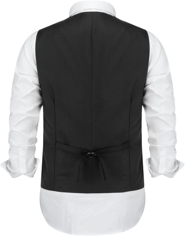 Allthemen Herren Anzugweste mit Schichten V-Ausschnitt Western Weste Slim Fit Layered Herrenweste Bu