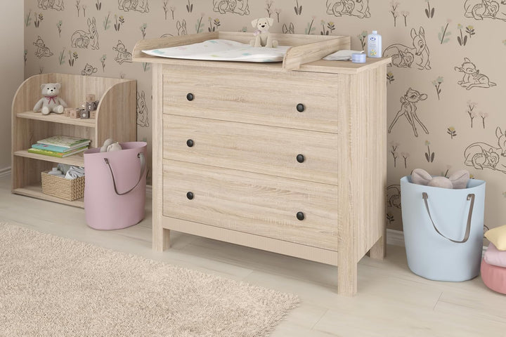Shefa Kids Wickelaufsatz 800 für Ikea Kommode der Serien MALM, HEMNES und NORDLI, Universal, Eiche,