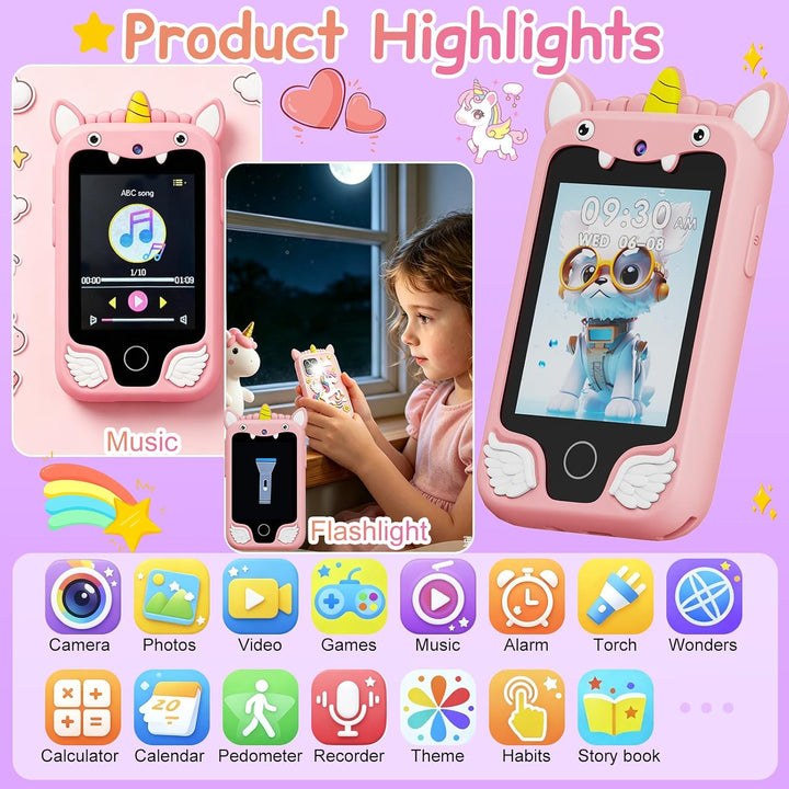 Kinder Handy Smartphone, Kinderkamera mit Dual Kamera