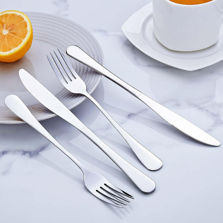 24 Stück Messer und Gabelsets, Besteck Set 12 Personen, Gabeln 12 Stück/Tafelmesser 12 Stück, Spülma