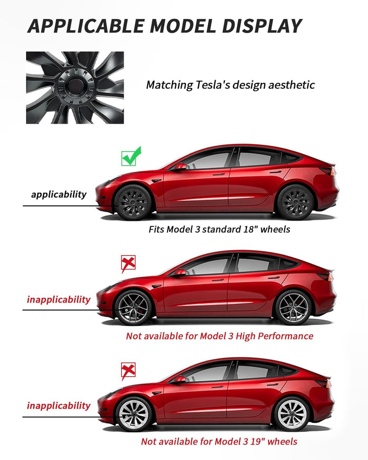 Radkappen 18 Zoll Tesla Model 3, 4 Ersatzteile Kompatibel Mit Tesla Model 3 (18in Model 3- Style 2),