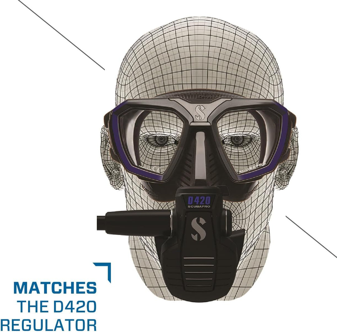 Scubapro D-Mask Tauchmaske - inkl. Montageadapter für den HUD Tauchcomputer Blau Schwarz Small/Narro