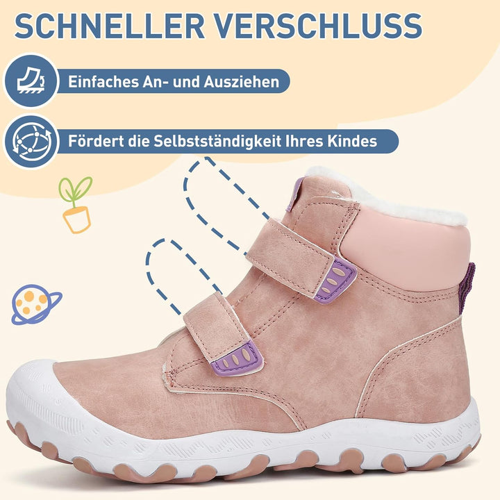 Mishansha Kinder Winterschuhe Mädchen Winterstiefel Warm Schneestiefel Gefüttert Boots Wasserdicht 2