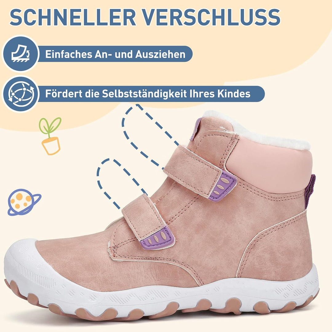 Mishansha Kinder Winterschuhe Mädchen Winterstiefel Warm Schneestiefel Gefüttert Boots Wasserdicht 2