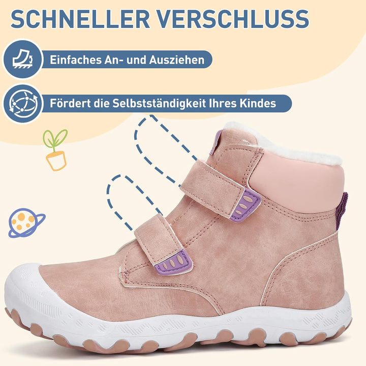 Mishansha Kinder Winterschuhe Mädchen Winterstiefel Warm Schneestiefel Gefüttert Boots Wasserdicht 2