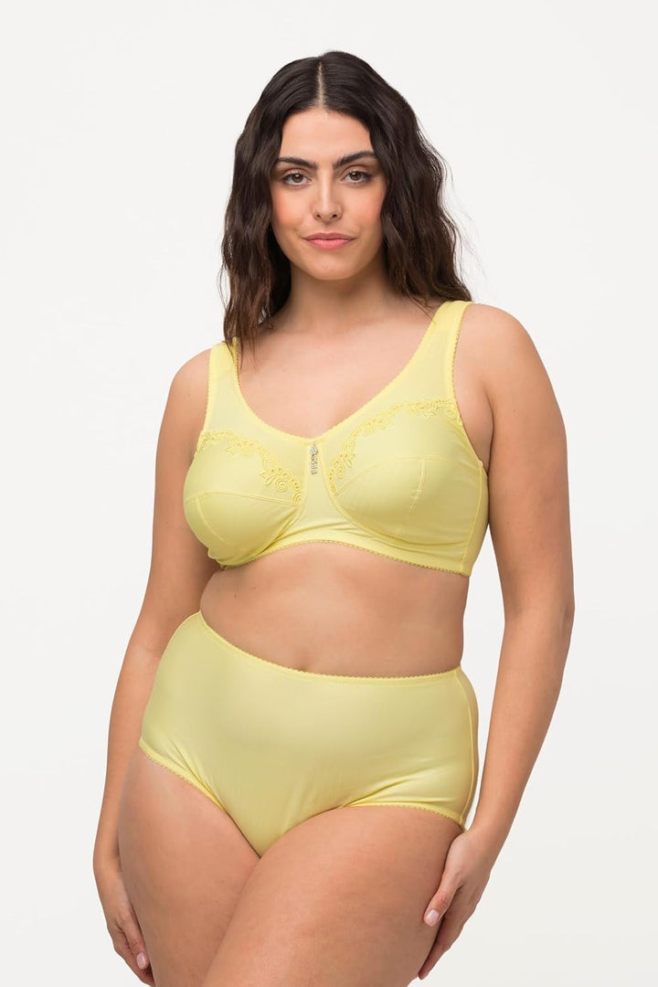 Ulla Popken Damen Entlastungs-BH, Ohne Bügel, Strassanhänger, Cup C - G BHS 105E Vanillegelb, 105E V