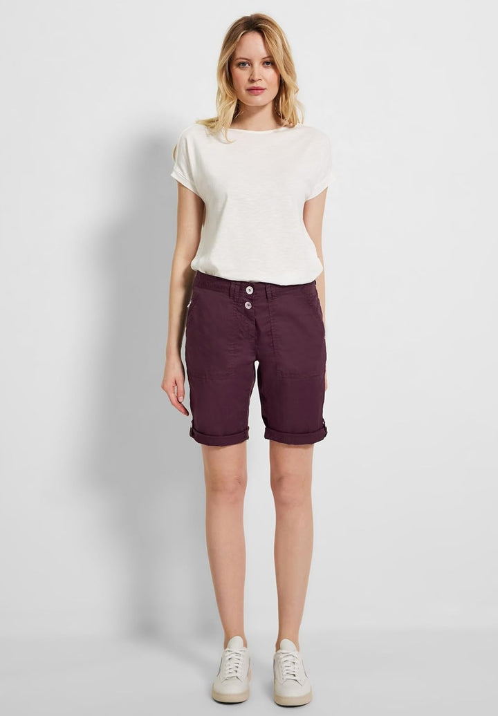 Cecil Damen Baumwollshorts 36W Wineberry Red, 36W Wineberry Red
