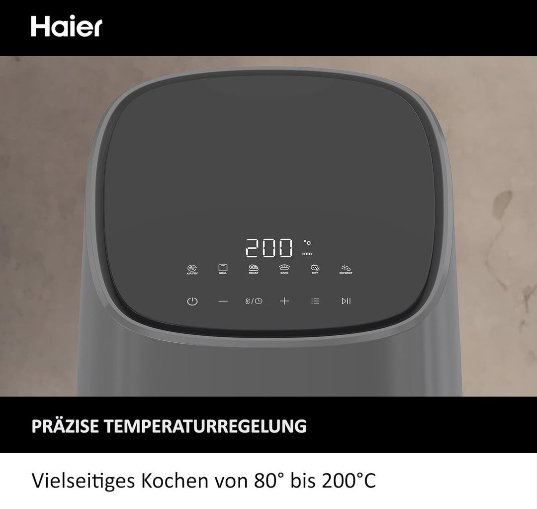 Haier Heissluftfritteuse mit LED DisplayI Airfryer mit 6 Programmen & 5L Volumen für 4 Personen I 15