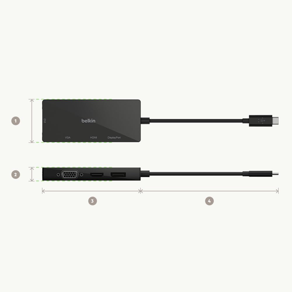 USB-C Video Adapter (HDMI, VGA, DVI, DISPLAYPORT), BLK, Video Adapter
