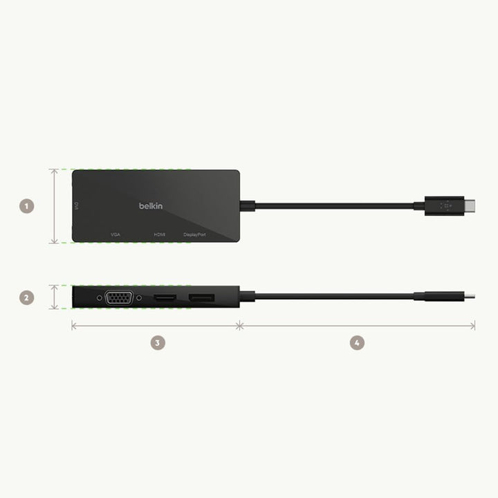 USB-C Video Adapter (HDMI, VGA, DVI, DISPLAYPORT), BLK, Video Adapter