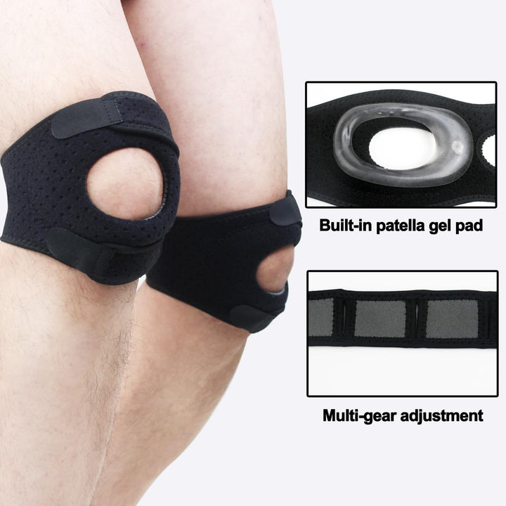 Guiguishiny Patellasehnen-Stützband,Sport Kniebandage mit Patella-Gelpolstern,Patella Kniebandage, V