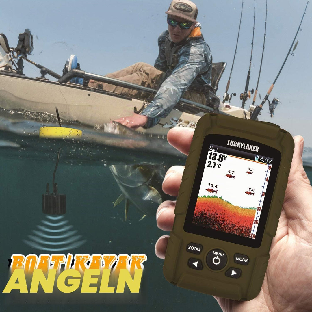 LUCKY Wasserdicht Angeln Fisch Finder Tragbarer Fischfinder Sonar LCD Tiefe Angeln Echolot Boot Sona