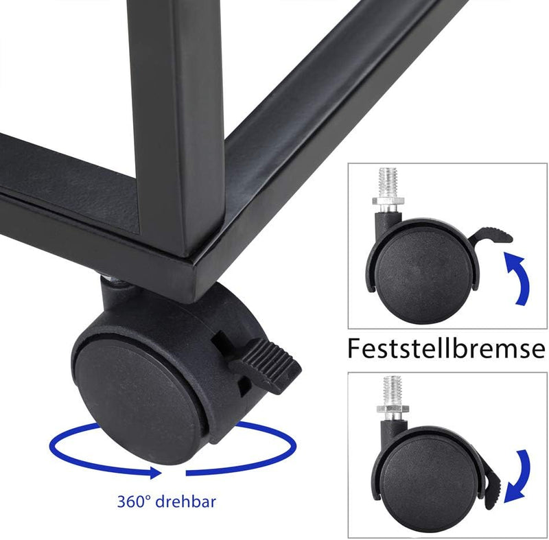 Casaria Beistelltisch Sofatisch mit Rollen Kaffeetisch Wohnzimmer Bettisch Industrie-Design Holz Met