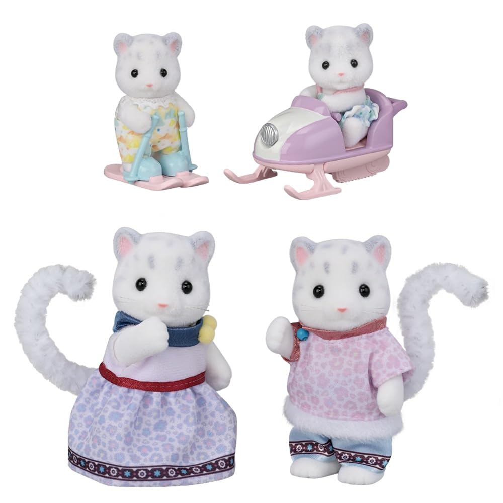 Sylvanian Families - 5814 Schneeleoparden Familie, Spielset mit Tierfigur, samtige Tierfiguren, Leop