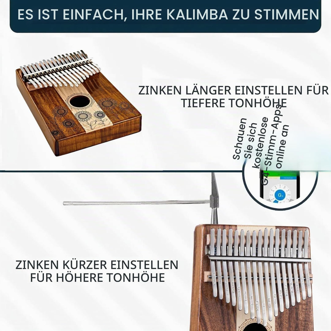 Kalimba 17 Schlüssel, Holz Fingerklaviere，Sonnenblume Professionelle Daumenklavier Carlimba, Mbira I