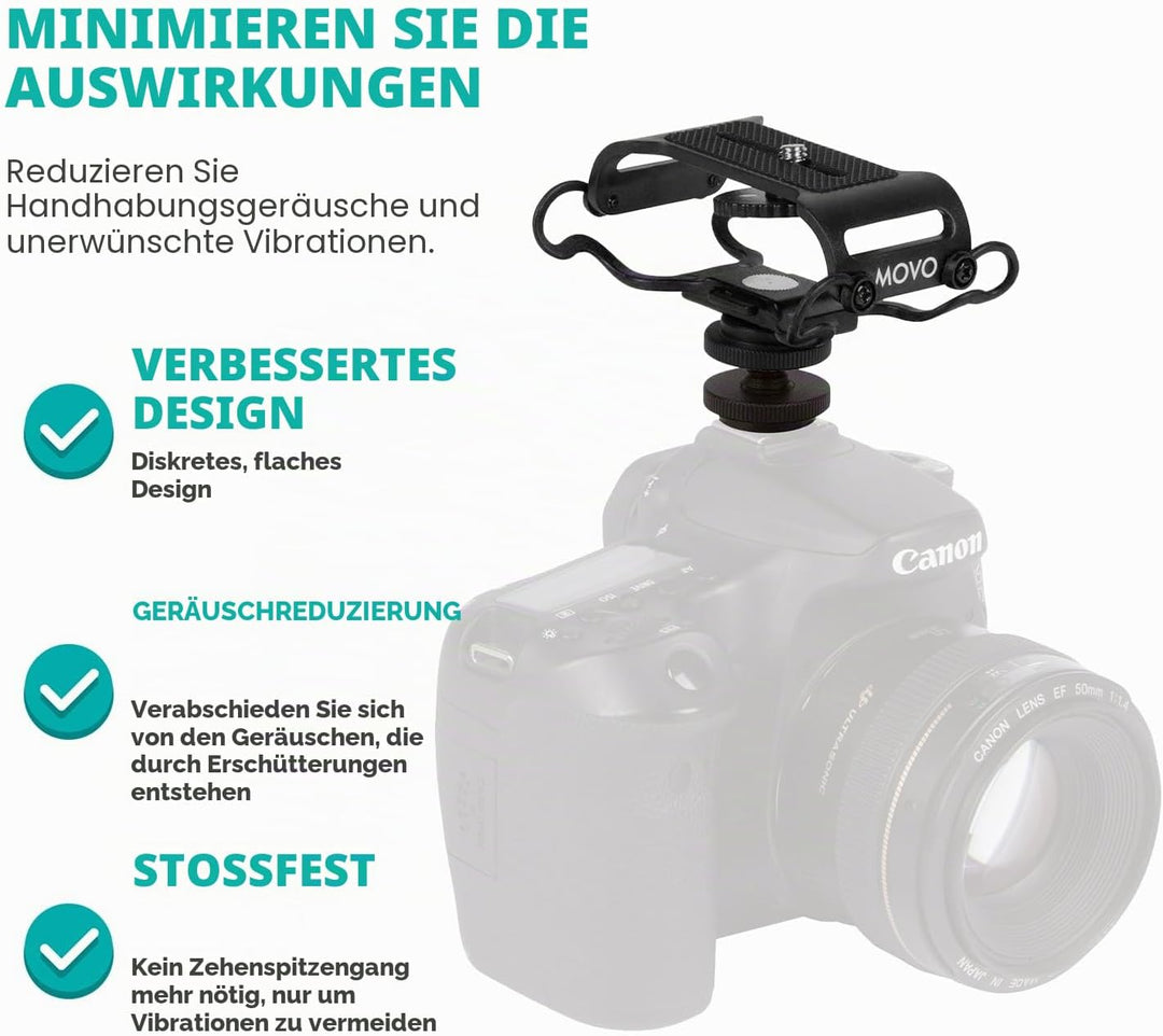 Movo SMM5-B Universal-Mikrofon und tragbare Recorder-Stossdämpferhalterung – passend für Zoom H1n, H