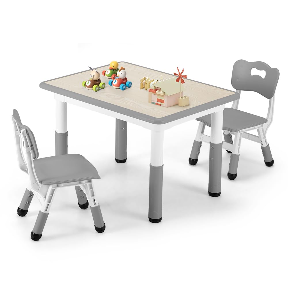 Playpals Kindertisch mit 2 Stühlen Set für Kinder von 2 bis 10 Jahren | Tisch Stuhl höhenverstellbar