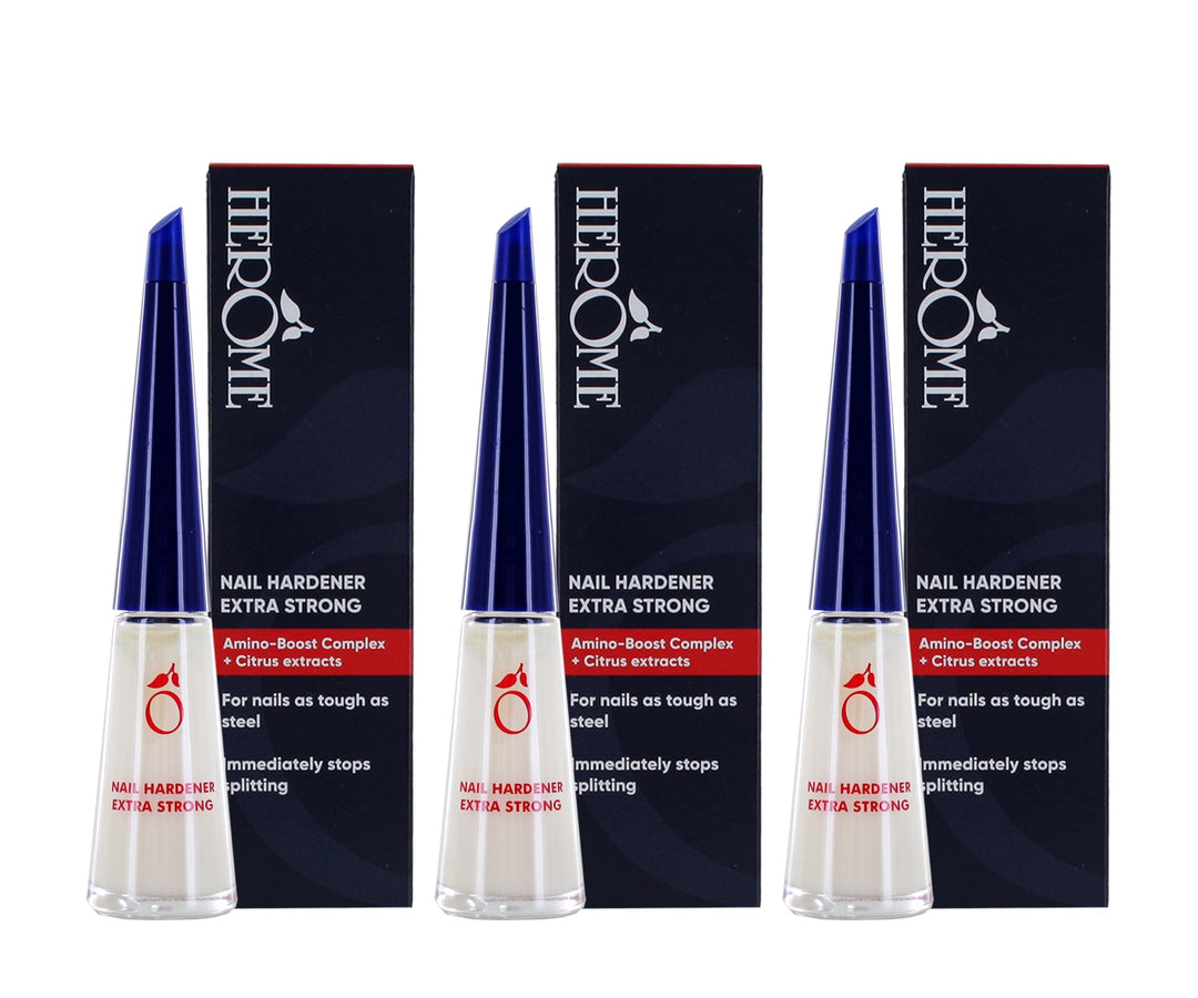 Herome 3-Pack Nagelhärter Extra Stark (Nail Hardener Extra Strong) - Nagelverstärker Garantiert Fest