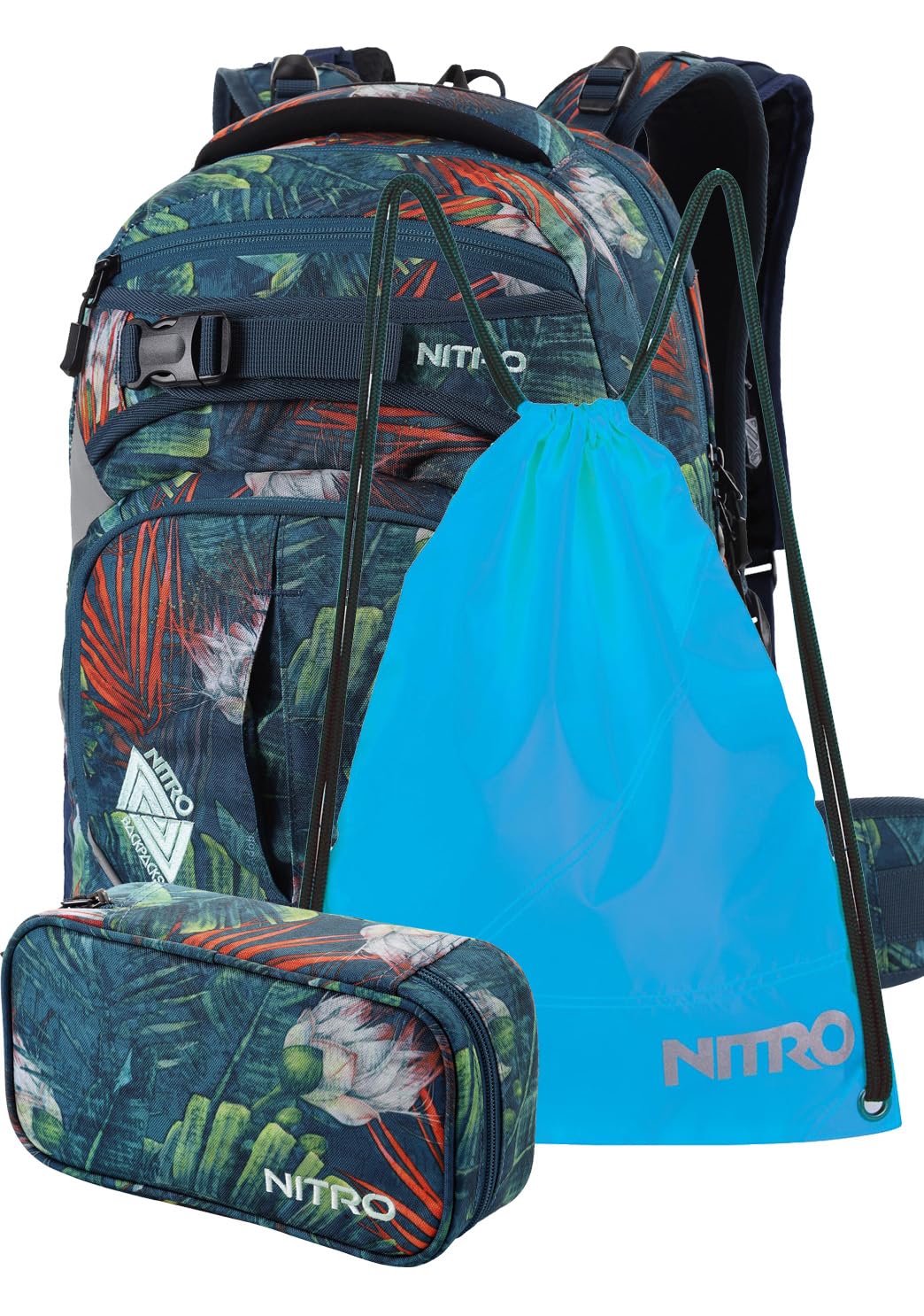 Nitro Superhero, Schulrucksackset, Rucksack, Backpack, abnehmbarer Hüftgurt, robuste Bodenplatte, Th