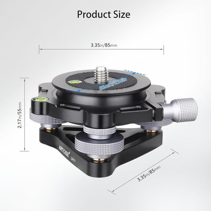 Dreibein-Nivellier-Basis ∅85 mm, Kamera-Nivelliermaschine, Aluminium, verstellbare Statikopfplatte -
