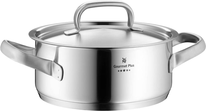 WMF Gourmet Plus Kochtopf klein 16cm, Metalldeckel mit Dampföffnung, Bratentopf Induktion 1,4l, Crom