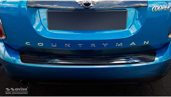 Spiegelschwarz Edelstahl Heckstossstangenschutz kompatibel mit Mini Countryman F60 2016-2020 'flag/l