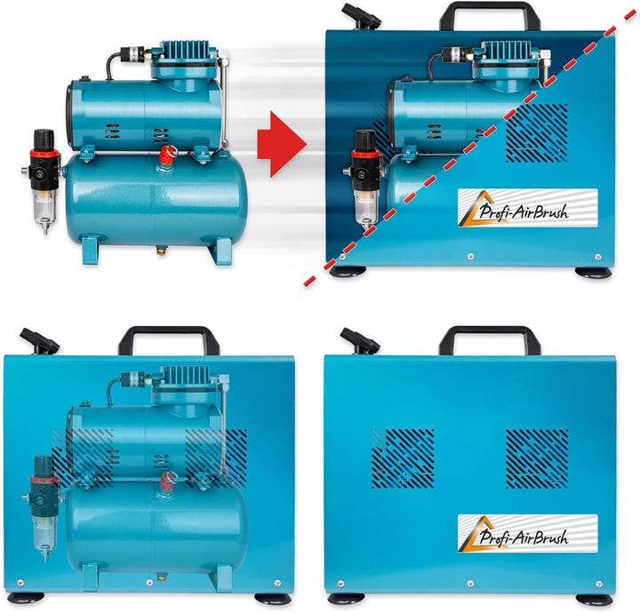 Profi-AirBrush Kompressor Universal II-C mit Start/Stop-Automatik, mit Schutzgehäuse LEISE und ENERG