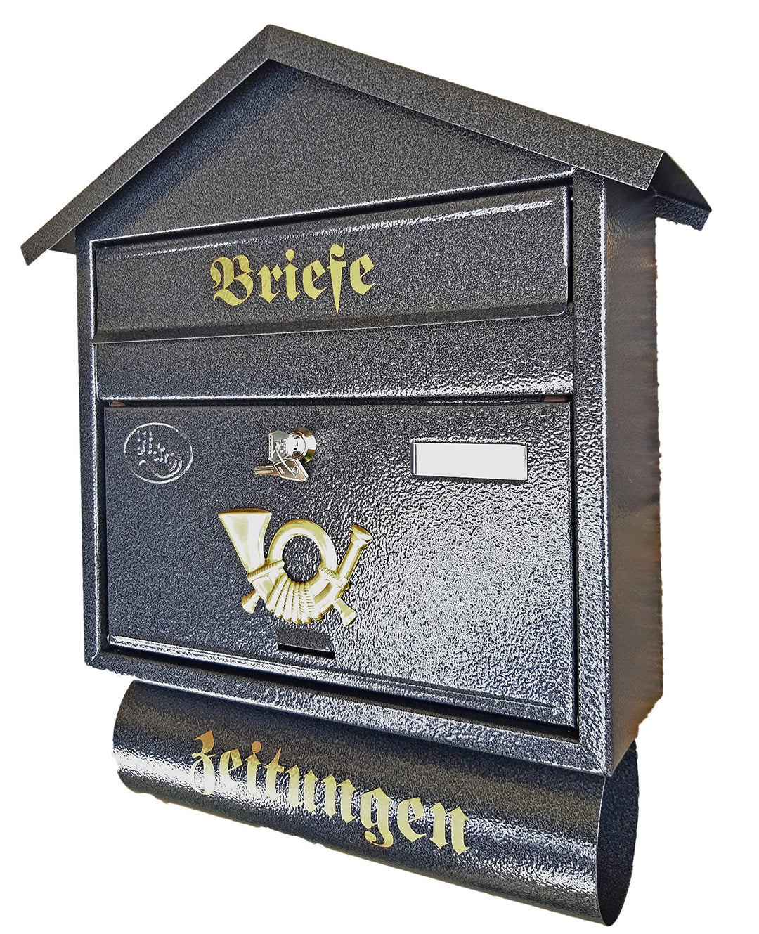 Pachurka & Dąże Grosser Briefkasten/Postkasten XXL Farbe: Anthrazit mit Zeitungsrolle + Montagemater