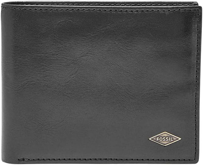 Fossil Herren Quinn Leder Bifold Geldbörse 11,5 cm L x 2 cm B x 9 cm H Schwarz (Black), Schwarz (Bla