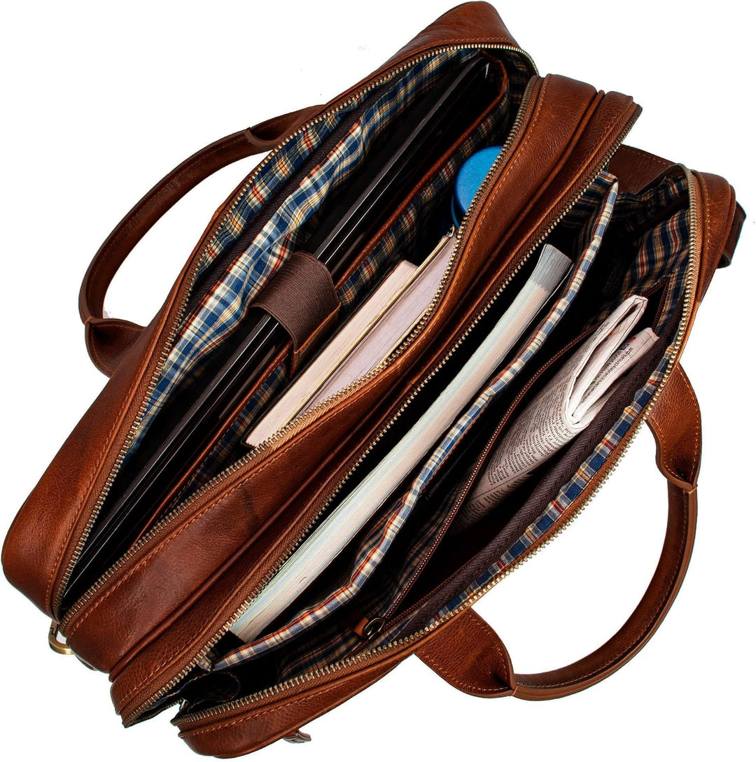Marc Peter Laptoptasche Los Angeles I Leder Umhängetasche für 15.6 zoll Laptop I Aktentasche für Not