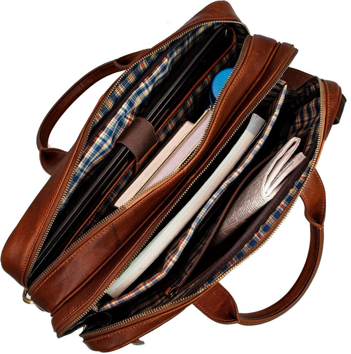 Marc Peter Laptoptasche Los Angeles I Leder Umhängetasche für 15.6 zoll Laptop I Aktentasche für Not