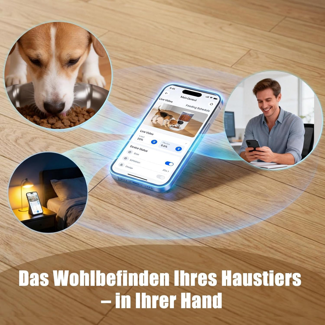 5L Futterautomat Katze mit App Steuerung, Smarter Automatischer Futterspender für Katzen & Hunde, 10