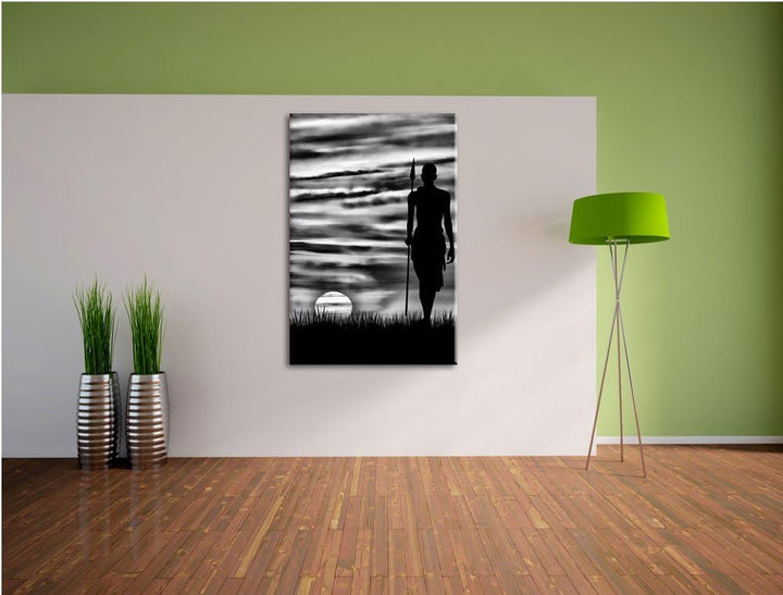 Roter Sonnenuntergang in Afrika / 100x70cm Leinwandbild bespannt auf Holzrahmen/Wandbild Kunstdruck
