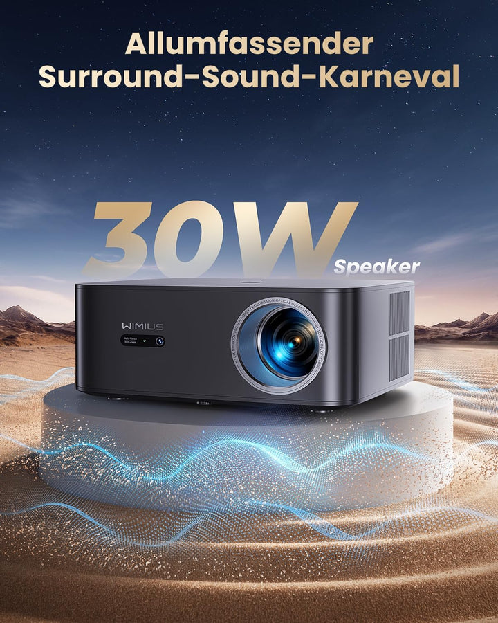 Beamer 4K [1300 ANSI|Google TV] FHD 1080P Beamer 4K Unterstützt, Autofokus Auto Trapezkorrektur 20W