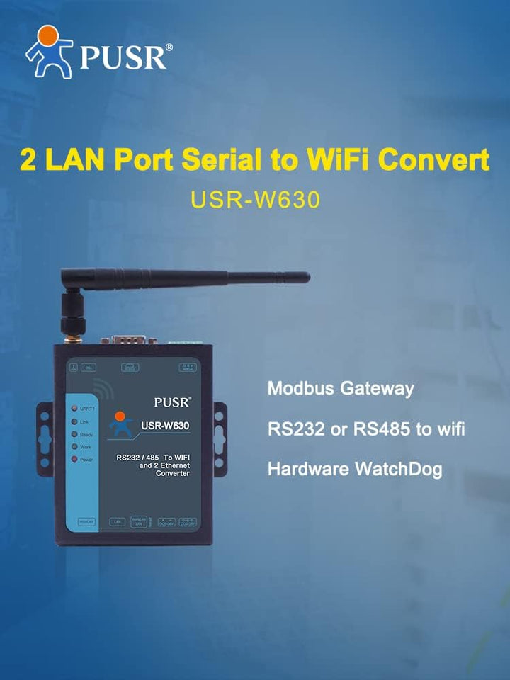 PUSR USR-W630 Industrial Serial zu WiFi und Ethernet Konverter unterstützt 2 Ethernet Ports, Modbus