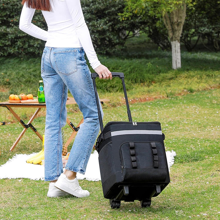 Robuste Kühltasche mit integrierten Rollen,mit Rädern & Griff, grosses Volumen - 35L Rollkühltasche