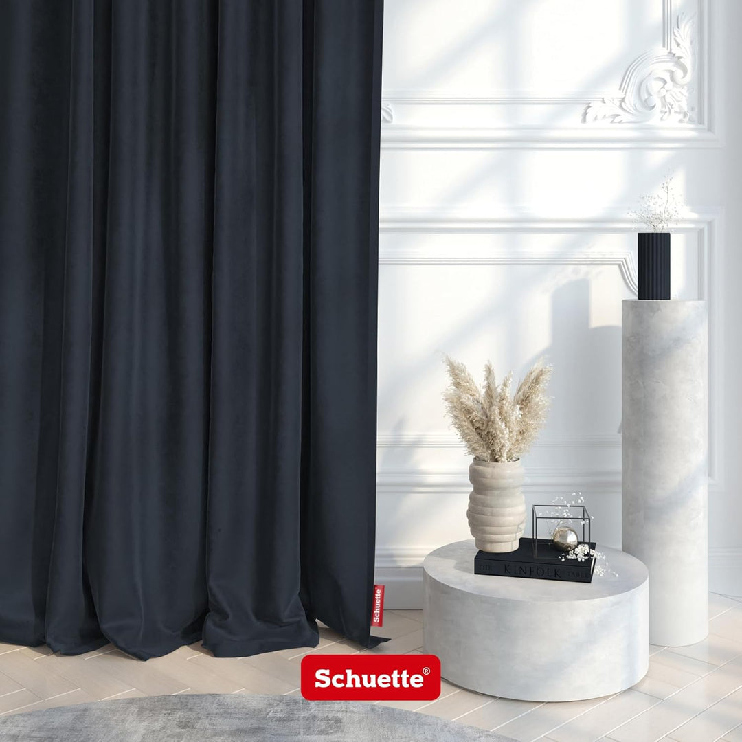 Schuette® Verdunkelungs-Vorhang Gardine mit Ösen ● Millenium Velvet: Anchor (Blau) ● 135x290cm Breit