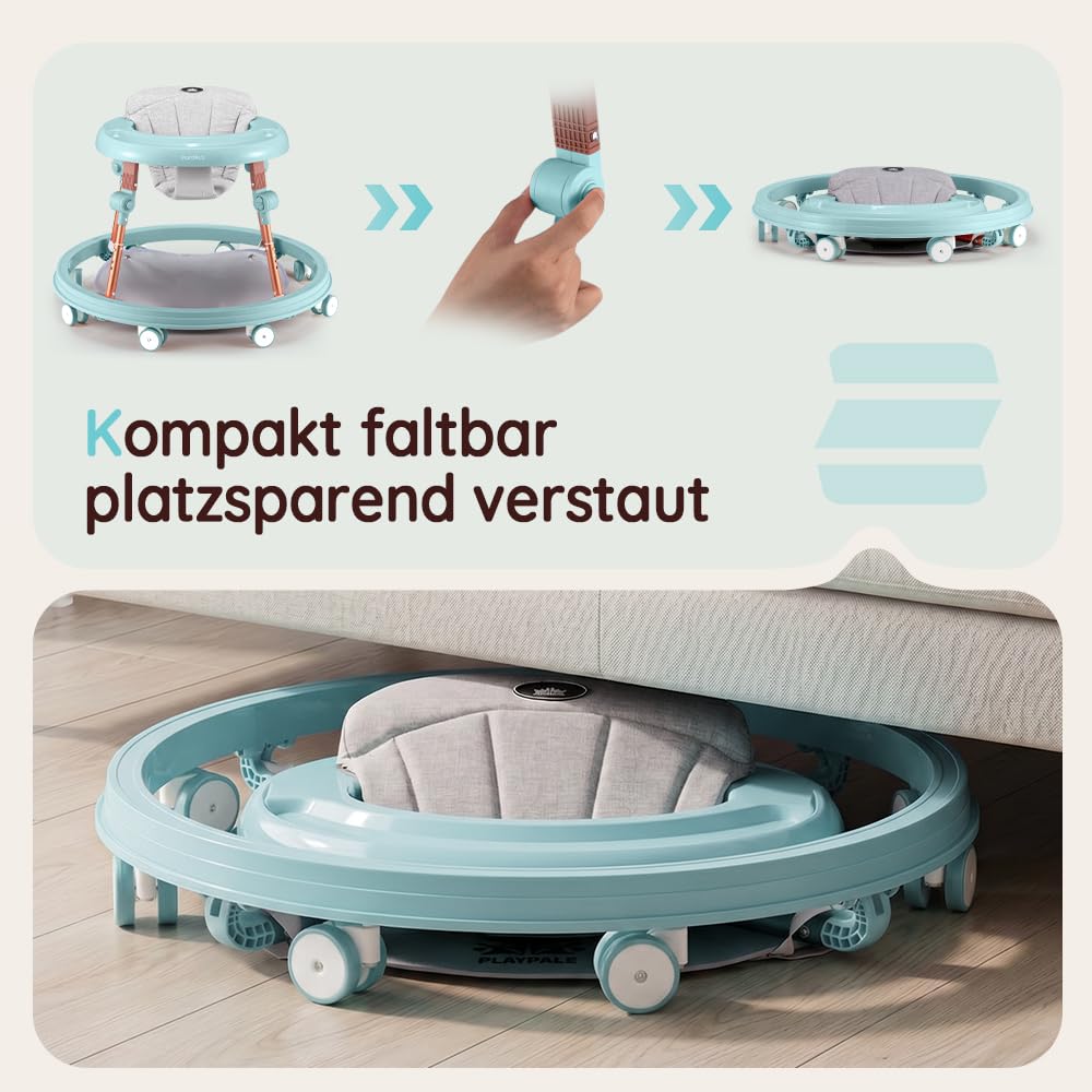 PlayPals 3-in-1 Baby Lauflernhilfe mit Fusspolster für Babys von 6–18 Monaten Mint, Mint