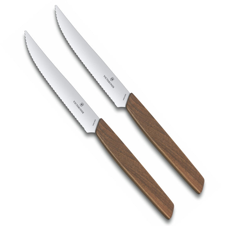 Victorinox, Swiss Modern, Profi Steakmesser-Set, 2-teilig, Extra Scharfe Klinge, Wellenschliff, 12 c
