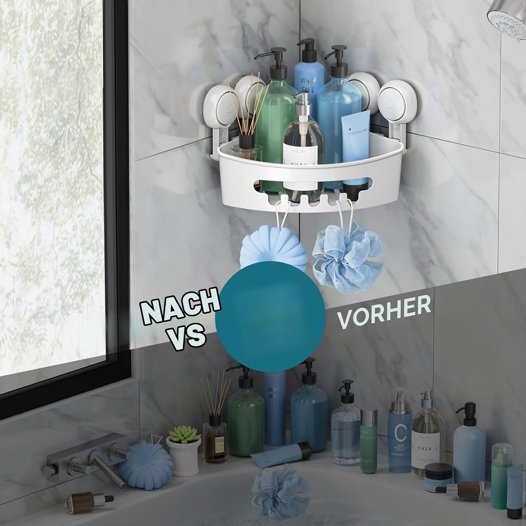 TAILI Ecke Duschablage mit Saugnapf Ohne Bohren Abnehmbar Belastbarkeit 10 KG Wasserdicht Eckeregal